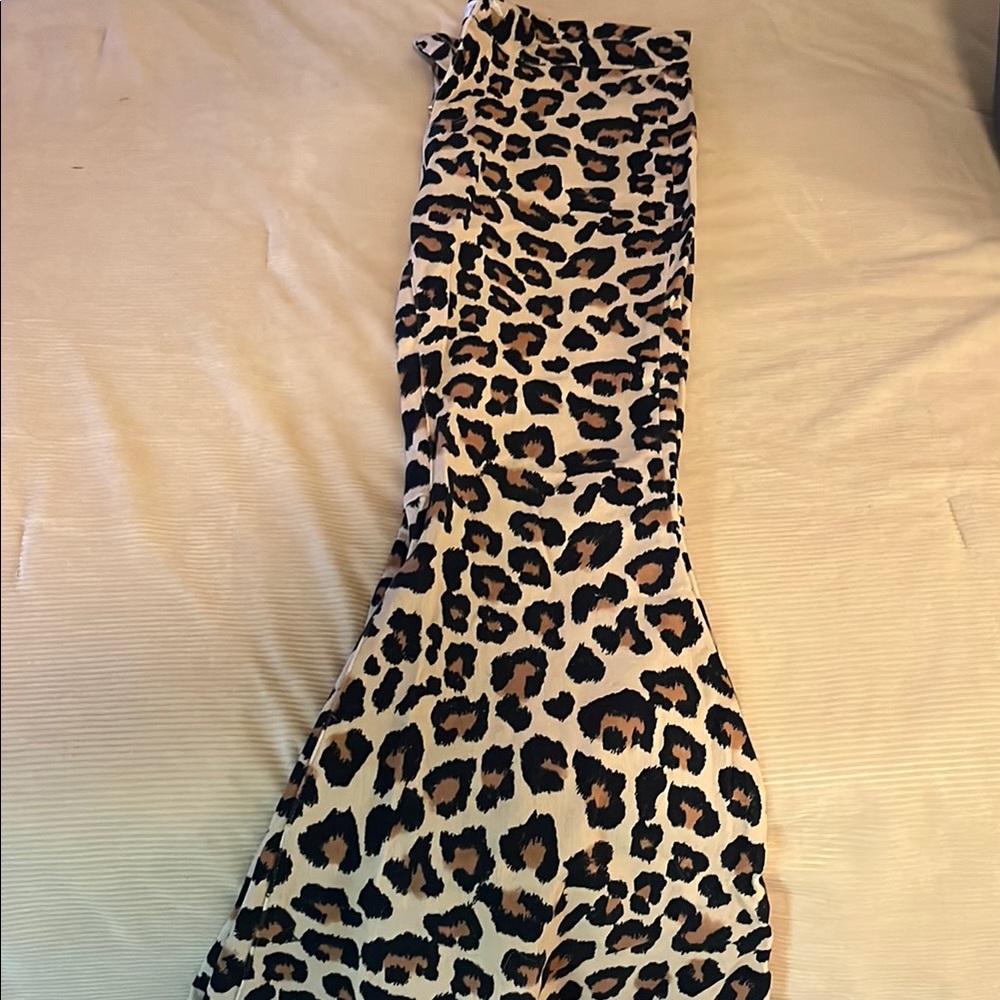 Leopard Print Bell Bottom Jeans